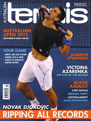 Magazine cover of February 2012 issue &ldquo;Novak Djokovic: Ripping All Records&rdquo;